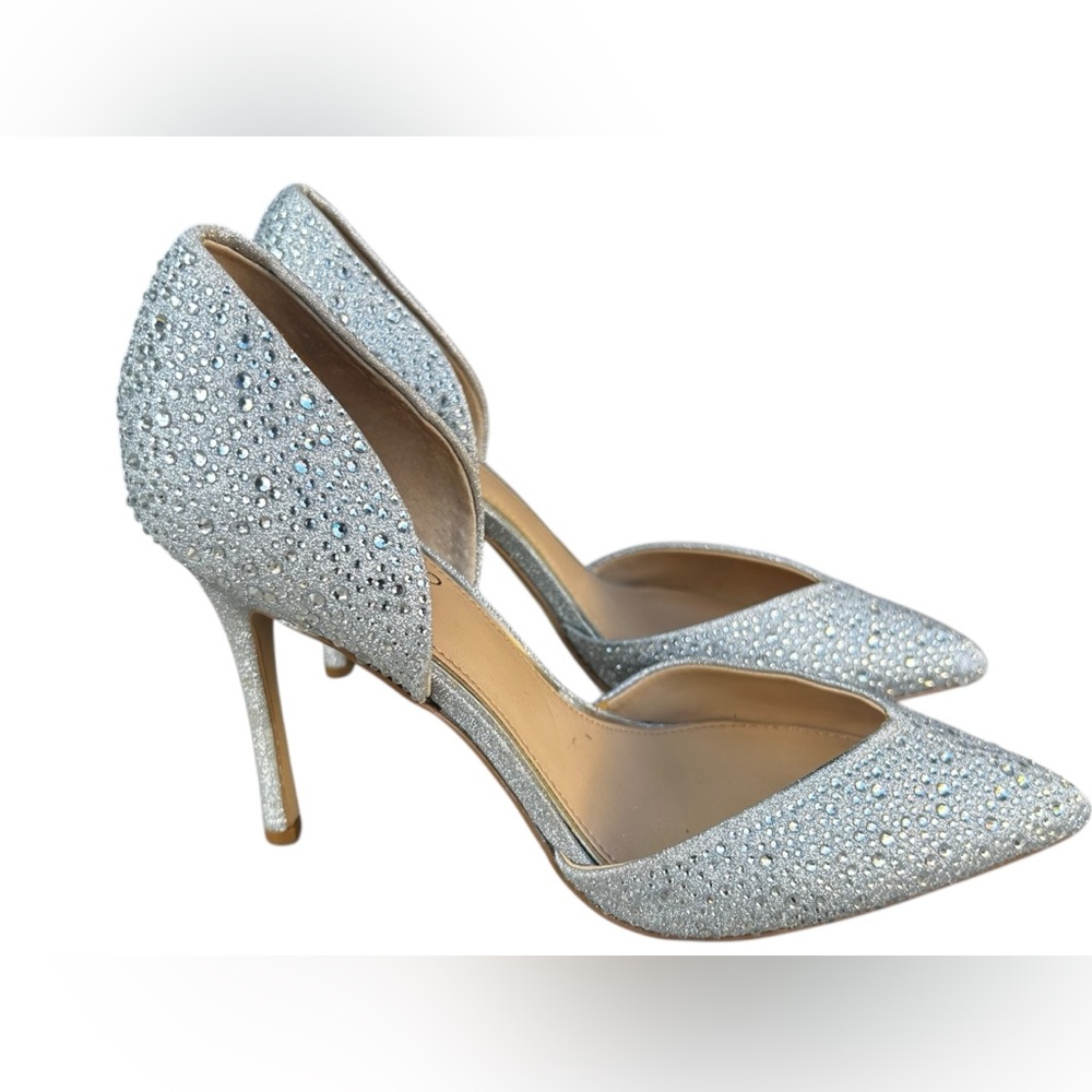 Jewel Badgley Mischka‎ Sparkling Silver Heels 8.5